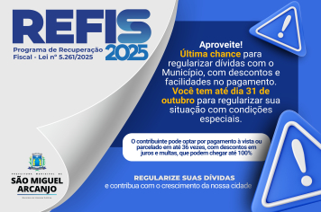 PRAZO DO REFIS 2025 É PRORROGADO ATÉ 31 DE OUTUBRO